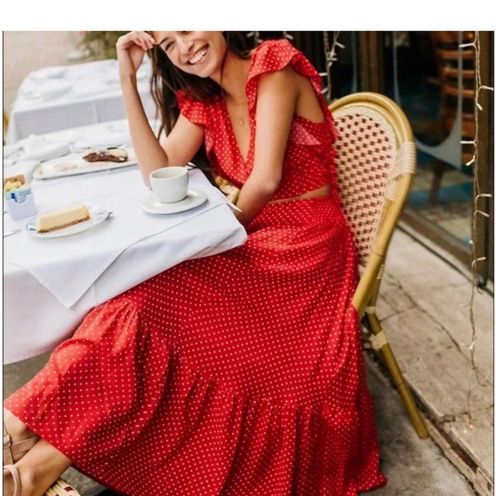 Free People Pretty Daze Red Polka Dot Set Size XS